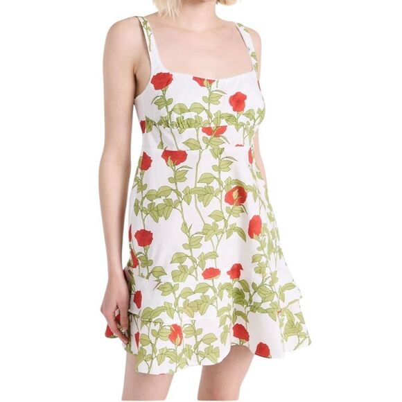 Bernadette Pammie Dress Climbing Roses - Red On Ivory 40 - Picture 1 of 9